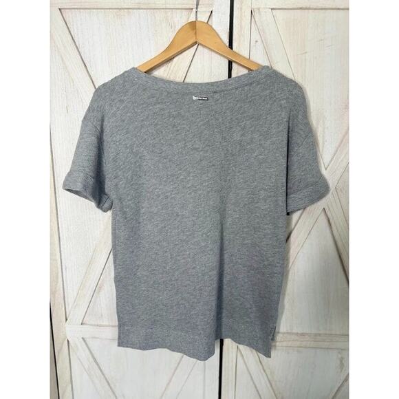 Michael Kors Womens Short Sleeve Top Grey Size Small Silver Embellish Cuff - Picture 5 of 7